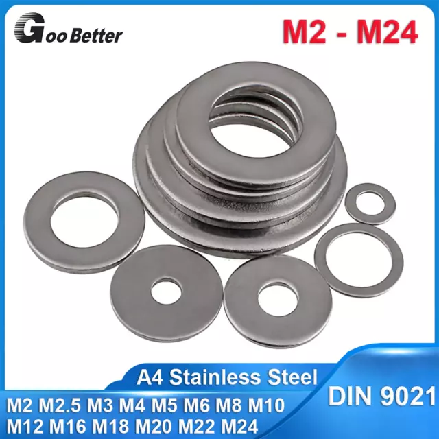 M2-M24 Flat Washers Marine Grade A4 Stainless Steel Thick Ultra Gasket DIN 9021