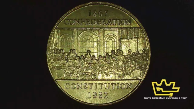 1982 Canada Confederation $1 Dollar Coin - Circulated (100% Nickel)