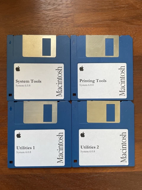Lot De 4 Disquettes Apple Macintosh System 6.04 – Double Densité, Plastique D’origine, Collector
