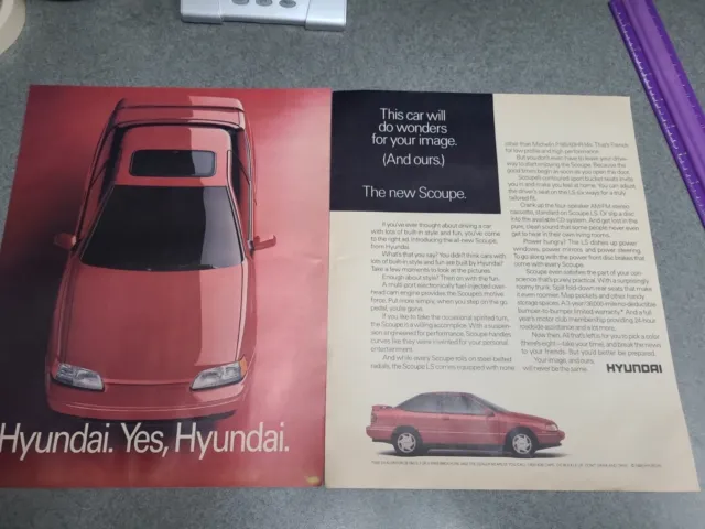 1991 Hyundai Scoupe—Vintage Magazine Print Advertisement Ad
