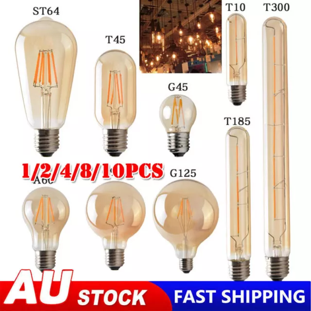 Tall Edison Light Bulb Vintage Industrial Cafe Bar Filament Globe 40W E27 Screw