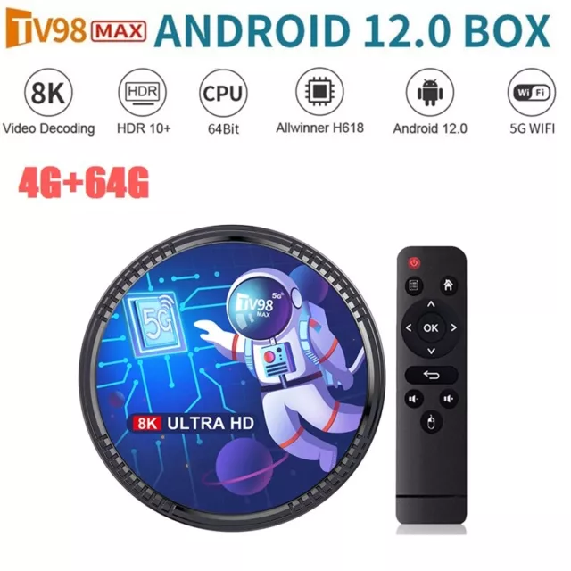 TV98MAX  Box 4G+32G Allwinner H618 Android 12   Box 2.4G+5G WIFI+Blutooth5.8714