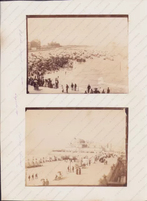 1890 BELGIUM Ostend Oostendee beach carriage Kursaal 2 Photo albumen