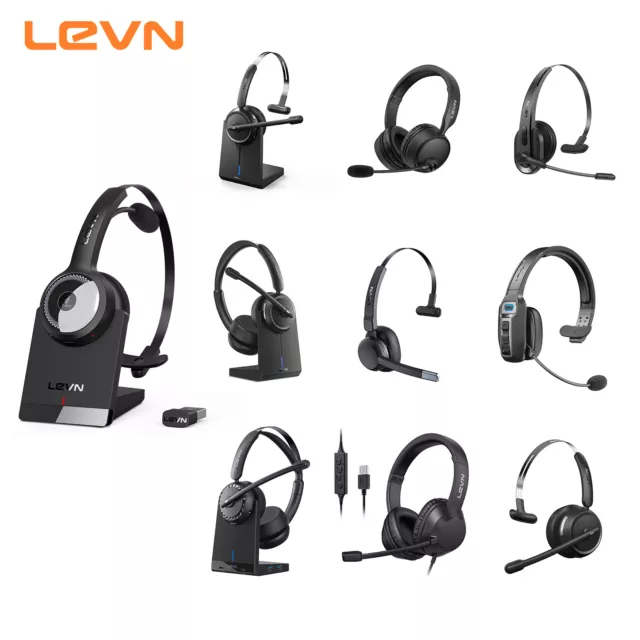 LEVN Trucker Bluetooth 5.2 Wireless Headset With Microphone AI Noise Cancelling