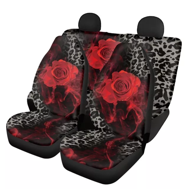 5-Seater Car Front Seat Cover Floral Rose Printed Cushion Cover, Anti Fouling