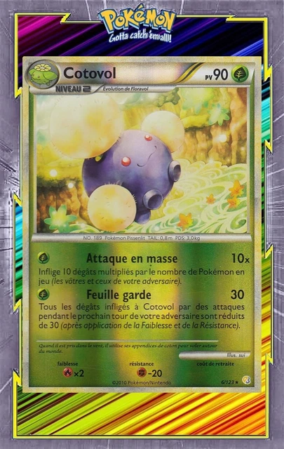 Cotovol Reverse - HS01:HeartGold SoulSilver -6/123-Carte Pokemon Française