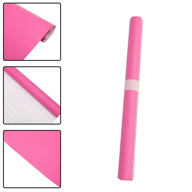 Carbon Fiber Vinyl Wrap Sticker in Pink for Car Interior Panel Size 50x12Inch