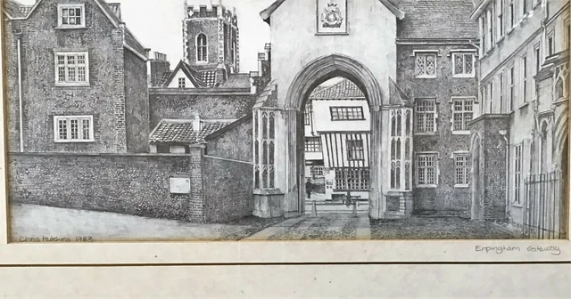 Chris Hutchins signierter gerahmter Druck. Erpingham Gateway. 1983. 2