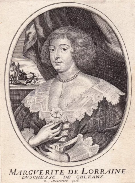Portrait XVIIe Marguerite de Lorraine Vaudémont Princesse de Lorraine Moncornet