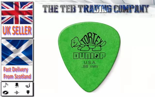 Dunlop Tortex Standard Guitar Picks - Green 0.88mm - 1,2,3,6,12,20,50
