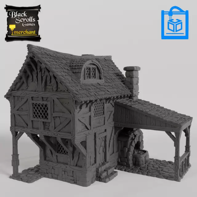 Medieval Blacksmith Tabletop Gaming Terrain 3D Printed 10/15/20/28/32MM