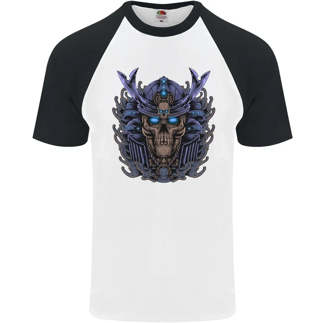 Samurai Skull MMA Martial Arts Gym Training Mens S/S Baseball T-Shirt