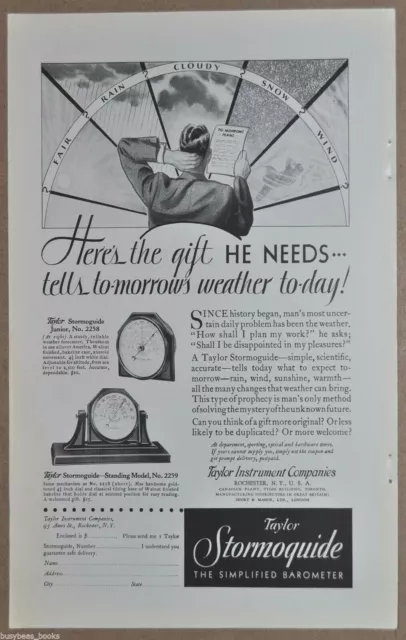 1930 TAYLOR STORMOGUIDE advertisement, barometer, wall & desk model photos