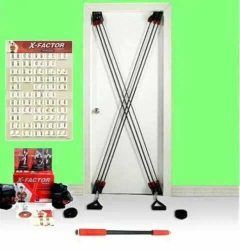 X-Factor TM Door Gym Full Body Total Workout System Resistance Band Exercise NEW