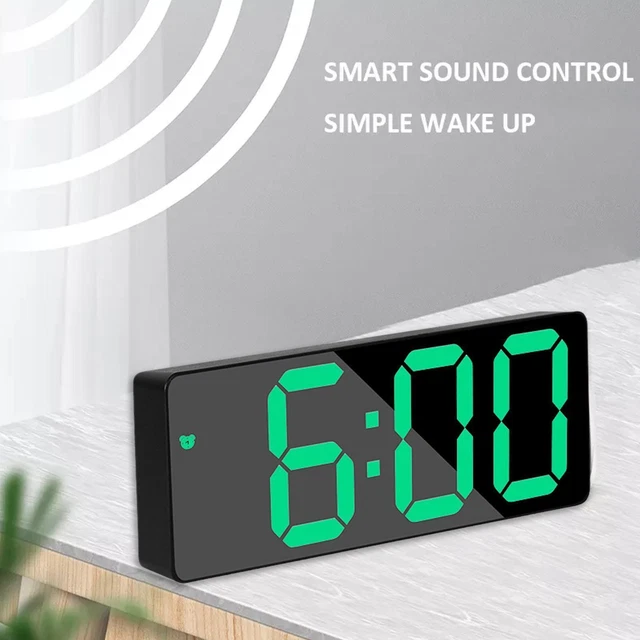 Digital LED Desk Alarm Clock Large Mirror Display USB Mode] Snooze F4P3 3