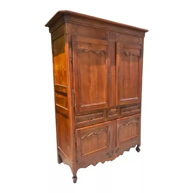 19th Century French Walnut Wood Buffet Deux Corps  Armoire TV Cabinet