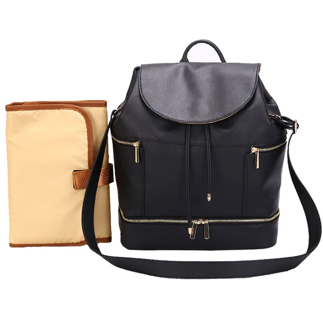 Large PU Leather Baby Diaper Bag Travel Mommy Maternity Backpack Waterproof