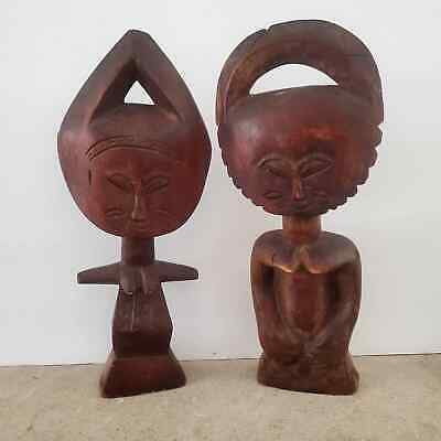 Ashanti Akuaba Hand Carved Wood Statue Ghana Fertility 14.8" Figure Folk Art