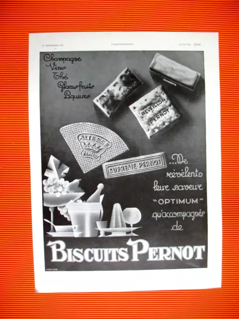 Publicite De Presse Pernot Biscuits Dessert Saveur Optimum French Ad 1930