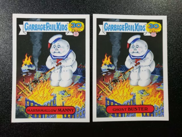 Ghostbusters Stay Puft Marshmallow Man Spoof Garbage Pail Kids 2 Card Set