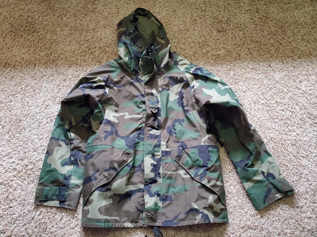 US Military Woodland Camo Cold Weather Hood Parka Medium Regular G/VGUC