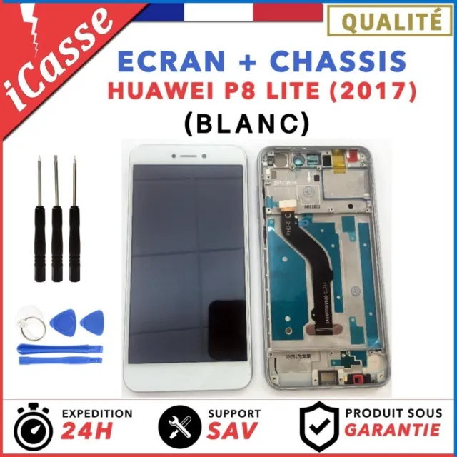 ECRAN complete pour HUAWEI P8 LITE 2017 BLANC + TACTILE SUR CHASSIS