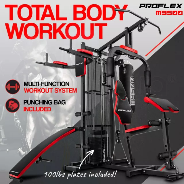 PROFLEX Home Gym Exercise Machine Fitness Equipment Weight Bench Press Station