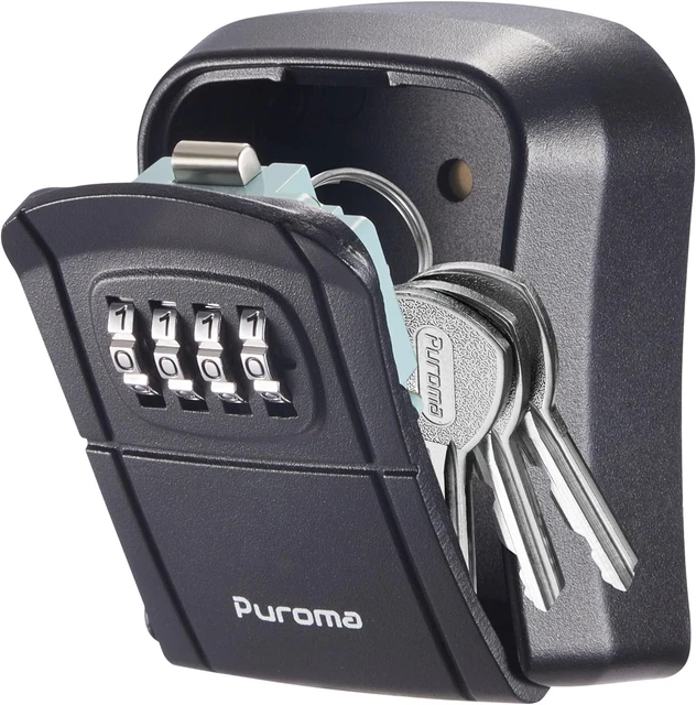 Key Lock Box Wall-Mounted Key Storage Box for House Keys, Resettable Code Safe S