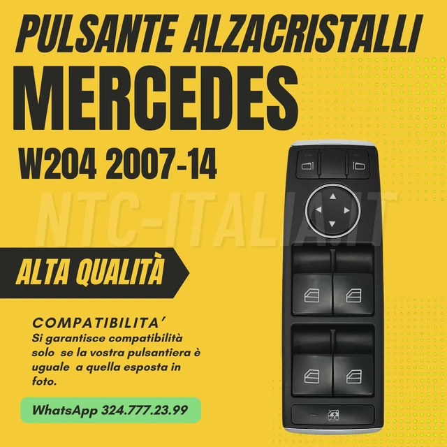 Pulsantiera Alzacristalli Elettrici Lato Guidatore Per Mercedes Classe E W213 – Codice Di Ricambio A2139055103 – Connettore 3 PIN, Nuova, Compatibile
