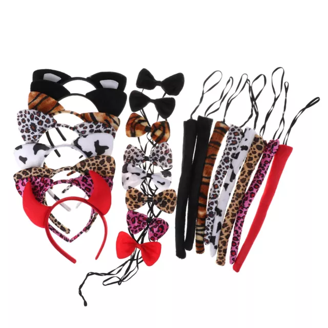 Black Cat Ears Headband Bow Tie Tail Set Halloween Home Party Costume Pr MrE*_*