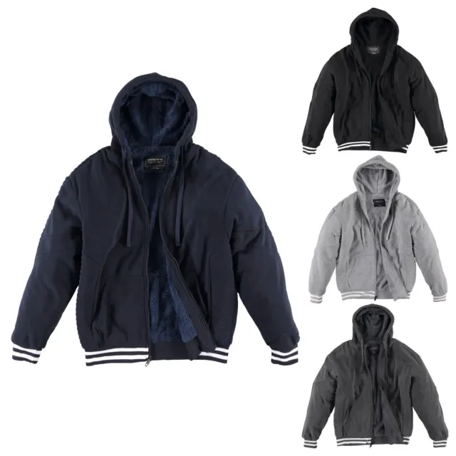 Men's Athletic Winter Warm Soft Sherpa Lined Fleece Zip Up Sweater Jacket Hoodie
