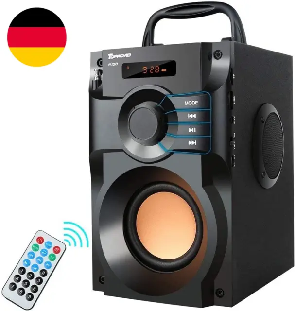 Bluetooth Lautsprecher, Tragbare Bluetooth 5.0 Musikbox Mit Subwoofer, Kabellose
