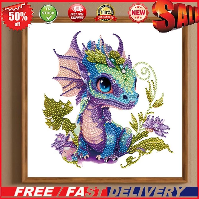 5D DIY Partial Special Shaped Drill Diamond Painting Kit Dragon Decor 30x30cm