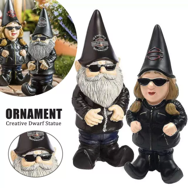 New Garden Harley Gnome Sculpture Cartoon Resin Crafts Desktop Ornament