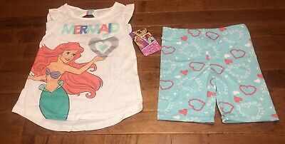Disney Princess The Little Mermaid Ariel Shirt & Shorts Outfit Set New Size 6