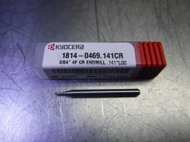 Kyocera 3/64"  4 Flute Carbide Endmill 1/8" Shank 1814-0469.141CR (LOC3388A)