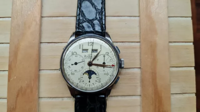 Vintage Kelbert Chronograph triple date moon phase , Valjoux 88