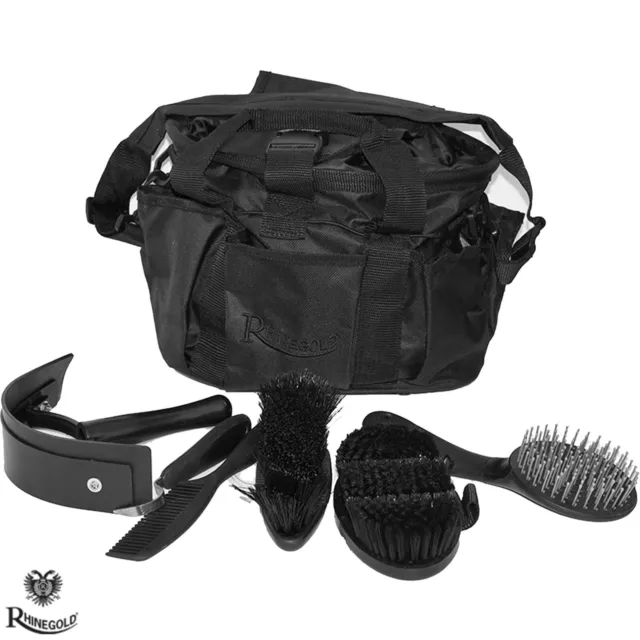 Rhinegold Soft Touch Complete Grooming Kit With Bag  BLACK Incl 6 grooming tools