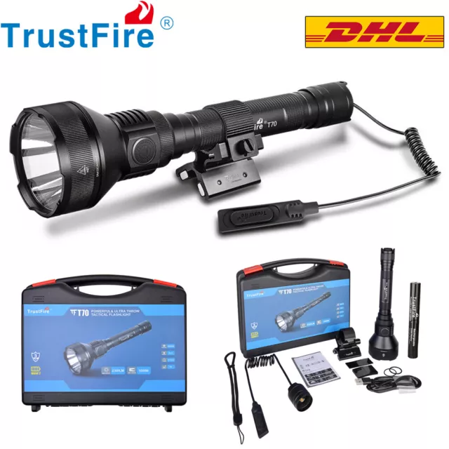 TrustFire T70 kit completo 2300LM Caza Linterna Led Recargable Lámpara linterna.