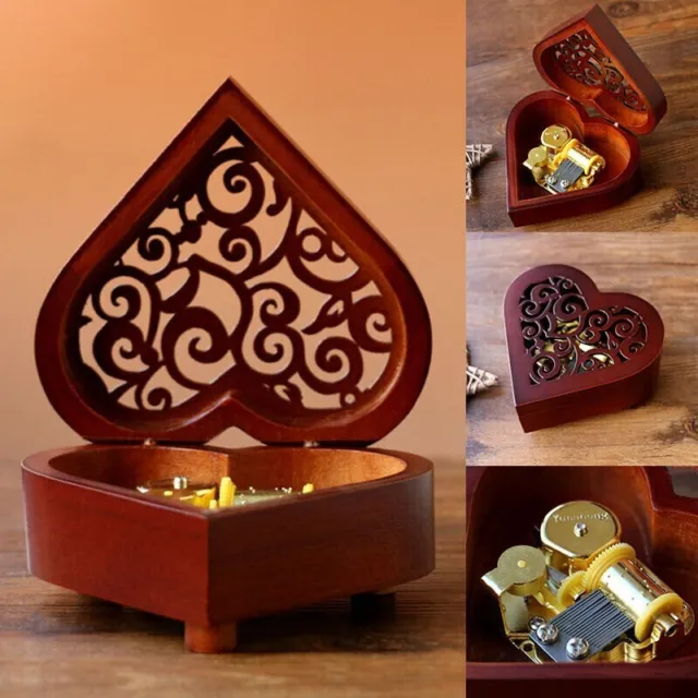 Sankyo Wooden Heart Shape Wind Up Music Box ♫  Greensleeves   ♫