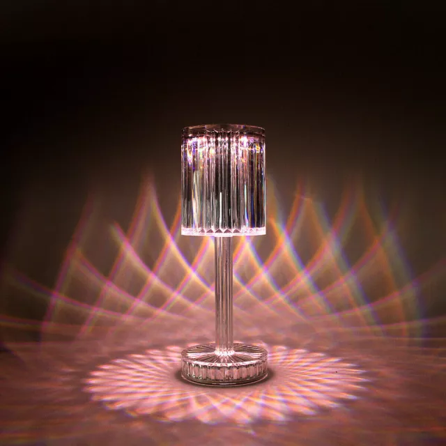 Lampada Tavolo Led Ricaricabile 3 Tonalita' Di Luce Effetto Cristallo 4