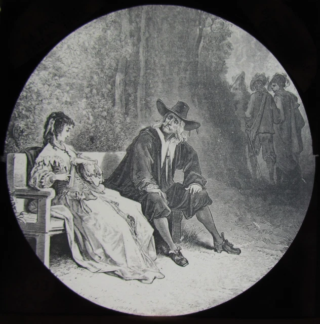 Glass Magic Lantern Slide LA FONTAINE FABLES GUSTAVE DORE NO4 C1890 DRAWING