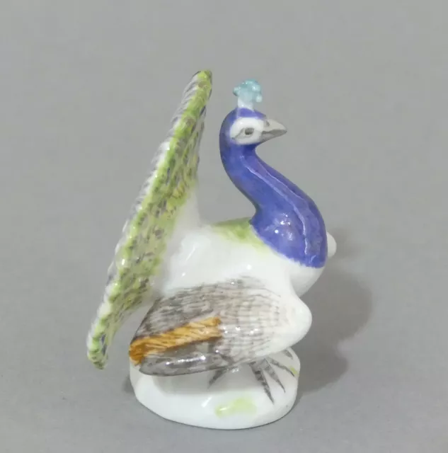 ⚔ Meissen Porzellan Pfau - peacock Vogel Miniatur Figur -  Höhe 5,5 cm - TOP