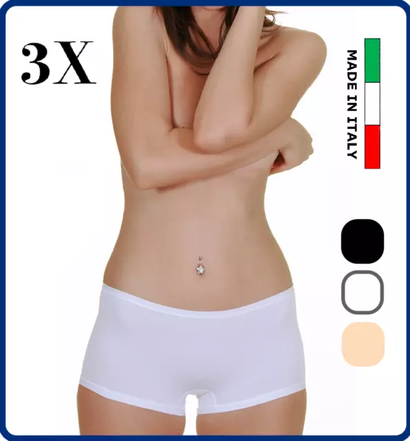 Set 3 slip boxer da donna senza cuciture in cotone elasticizzato culotte mutande