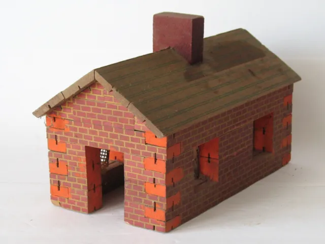 Vintage 30s Painted Wood Christmas Village Folk Art Putz House Cottage Trainyard