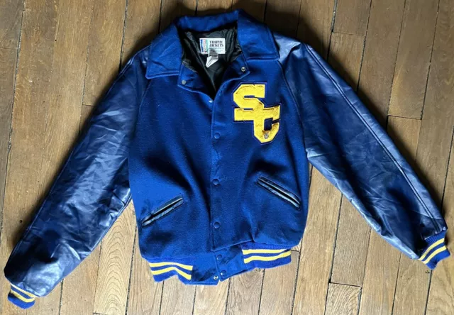 vintage blouson teddy college  USA- varsity jacket T.L