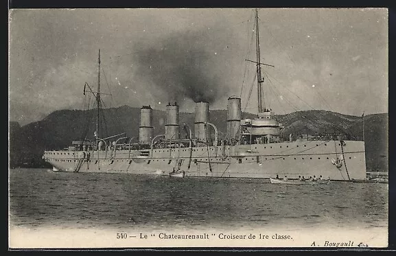 CPA Kriegsschiff Chateaurenault liegt vor Anker 1906