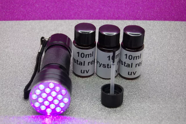 30ml Résine UV, Colle, Réparation de Montres, Cristaux, Verre + 21 LED UV Torche