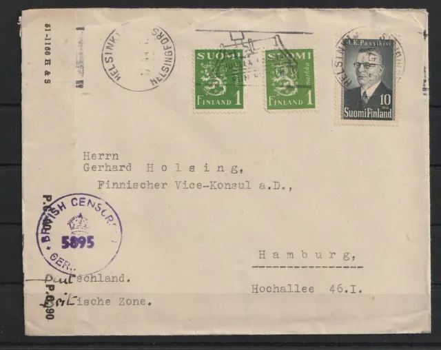 Finnland Brief von Helsinki nach Hamburg, Zensur 1947 #1094124