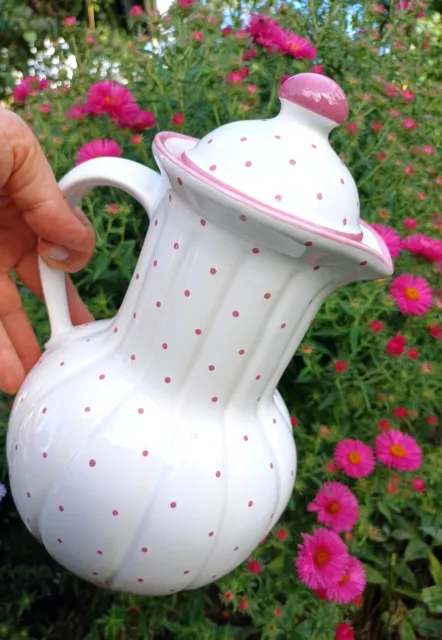 grosse, neue Kanne  1,7 Liter,   Form Barock  "Gmundner Keramik- rosa Tupferl "